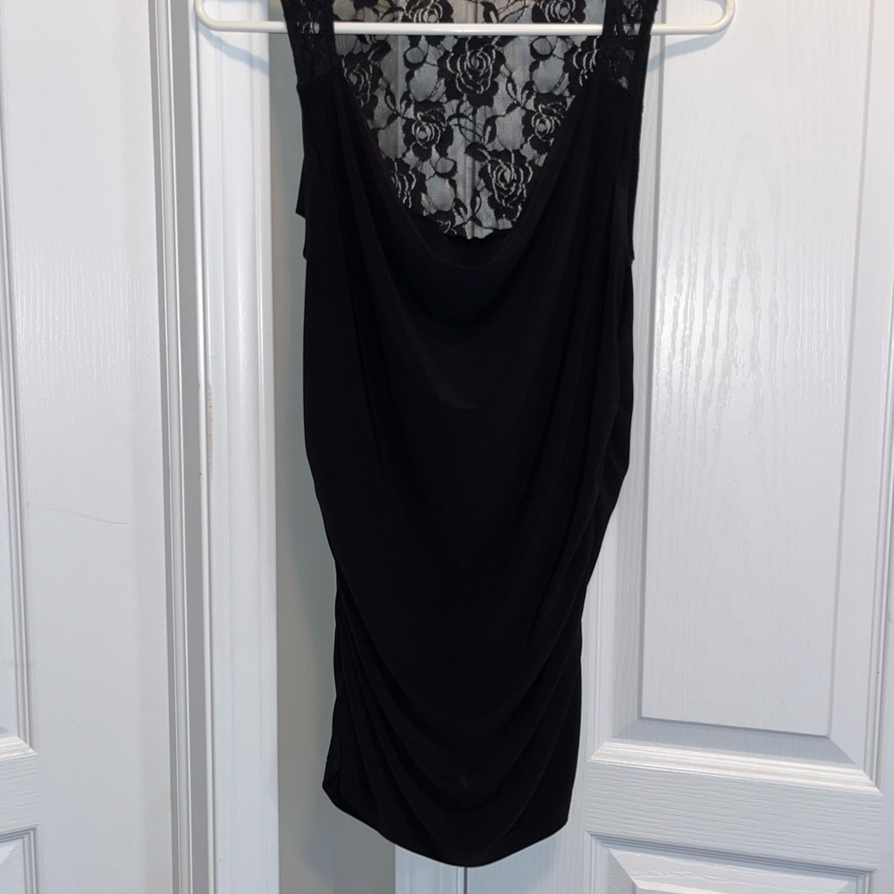 Warehouse Black Lace Mesh Tank Top